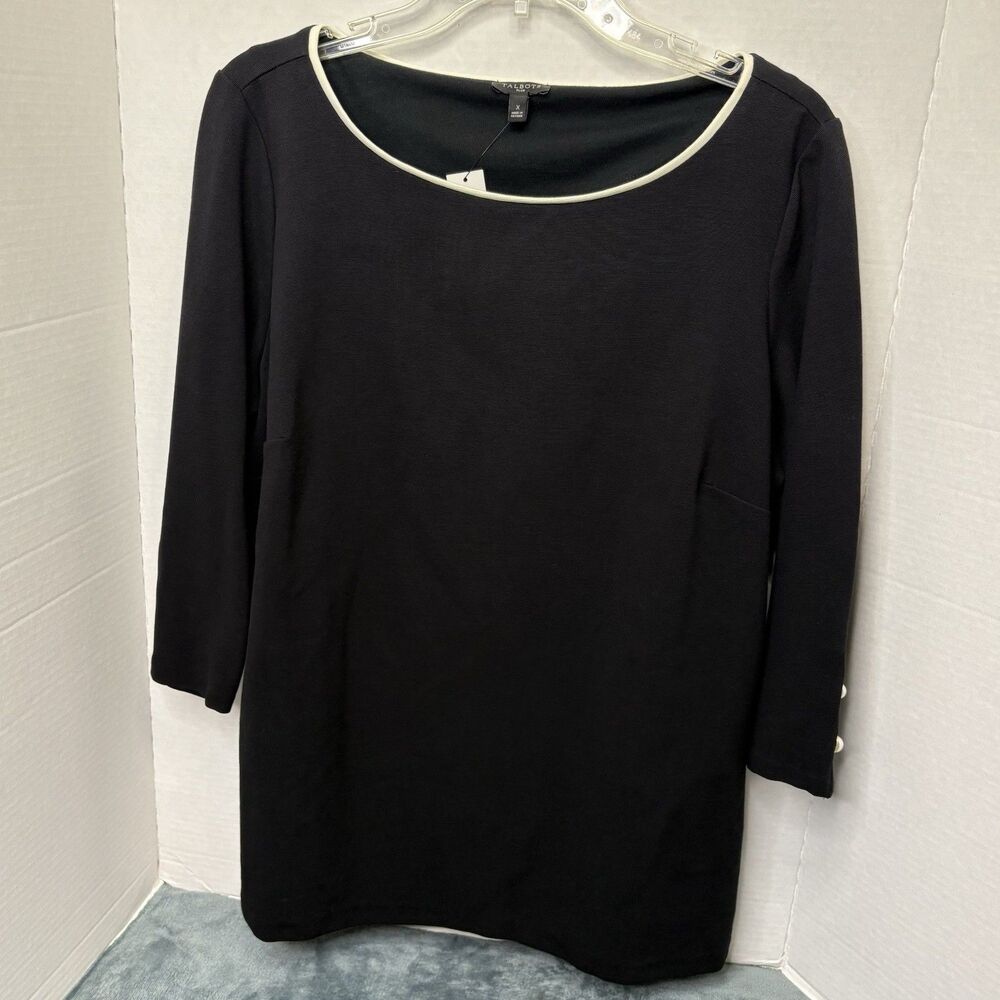 Talbots Black Pearl Button Cuff Top Women’s Plus X NWT